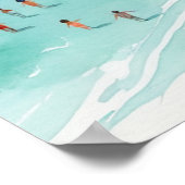Trendy Summer Watercolor Ocean Beach Wave Poster (Ecke)