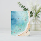 Trendy Summer Watercolor Ocean Beach Wave Postkarte (Stehend Vorderseite)