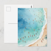 Trendy Summer Watercolor Ocean Beach Wave Postkarte (Vorne/Hinten)