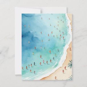 Trendy Summer Watercolor Ocean Beach Wave Postkarte