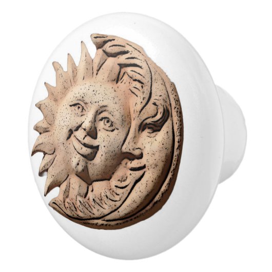 Trendy Sun and Moon Terracotta Faces | Keramikknauf (Rechts)