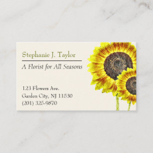 Trendy Sunflower Florist Business Cards Visitenkarte
