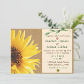 Trendy Sunflower Wedding Einladung (Stehend Vorderseite)