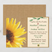 Trendy Sunflower Wedding Einladung (Vorne/Hinten)