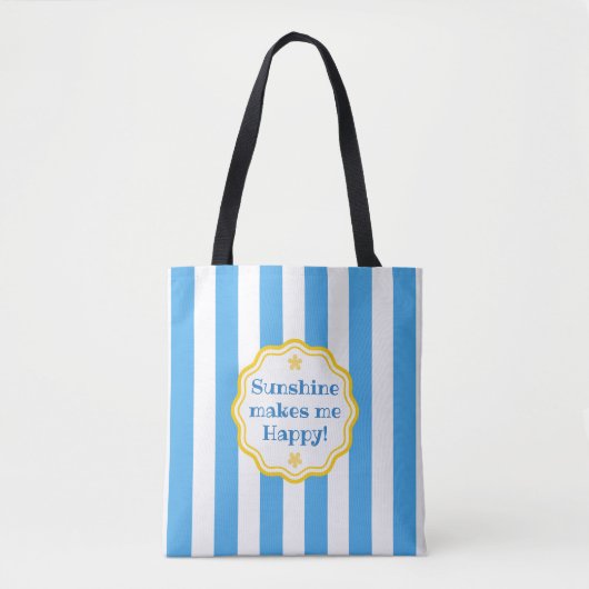 Trendy Sunshine Blue & White Wide Strip Tasche (Vorderseite)
