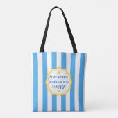 Trendy Sunshine Blue & White Wide Strip Tasche (Rückseite)