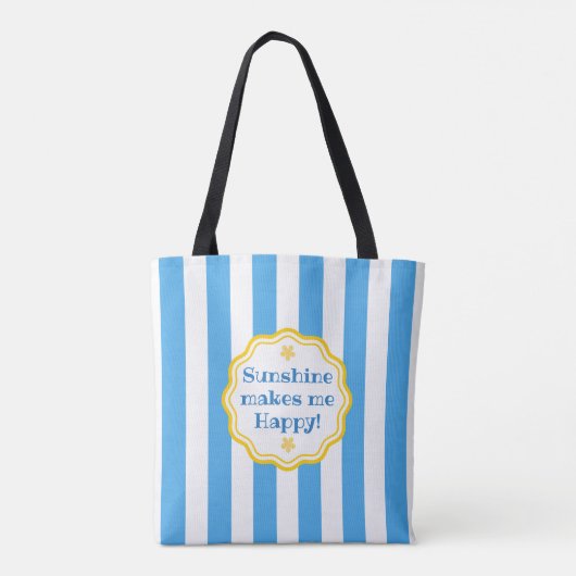 Trendy Sunshine Blue & White Wide Strip Tasche (Rückseite)