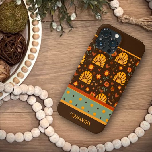 Trendy Sunshine Brown Modern Name Inspirivity Case-Mate iPhone Hülle