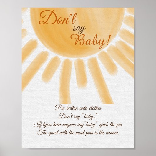 Trendy Sunshine Ray Say Baby Shower Game Poster (Vorne)