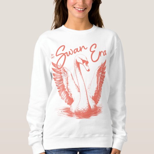 Trendy Swan Era Coral Print Sweatshirt (Vorderseite)