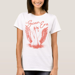 Trendy Swan Era Coral Print T-Shirt
