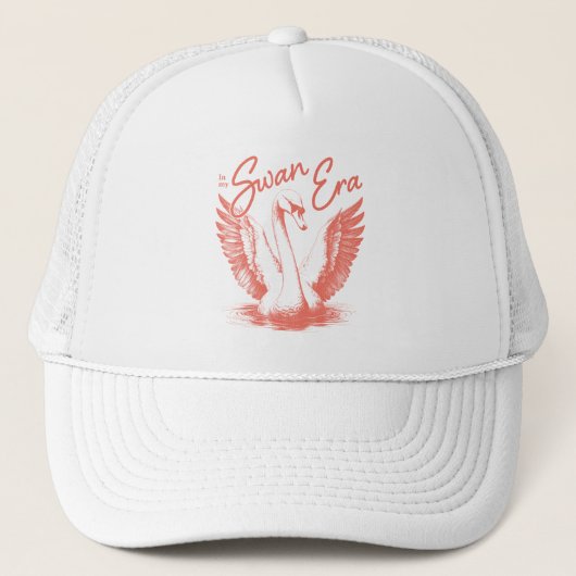 Trendy Swan Era Coral Print Truckerkappe (Vorderseite)