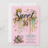 Trendy Sweet 16 Leopard Print Tea Party Einladung (Vorderseite)