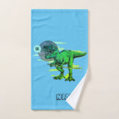 Trendy T Rex Dinosaur Personalisiert Badhandtuch Set (Handtuch)
