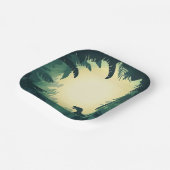 Trendy T-Rex Dinosaur Silhouette Paper Plate Green Pappteller (Gewinkelt)