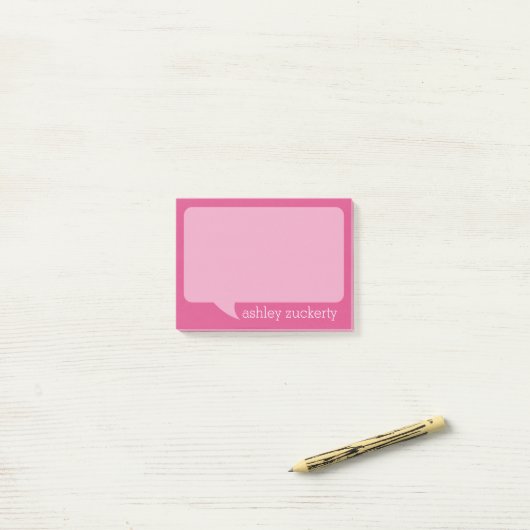 Trendy Talk Blase mit Personalisiertem Namen Post-it Klebezettel (Auf Schreibtisch)
