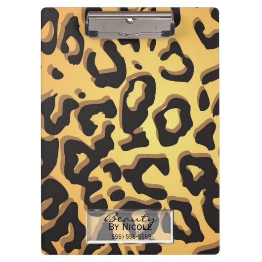 Trendy Tan Black Cheetah Leopard Glam Personalisie Klemmbrett (Vorderseite)