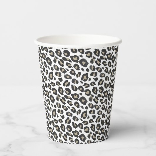 Trendy Tan Leopard Print Paper Cups Pappbecher (Rückseite)