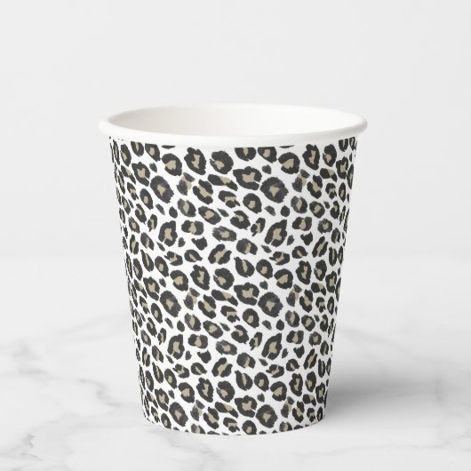 Trendy Tan Leopard Print Paper Cups Pappbecher (Vorderseite)