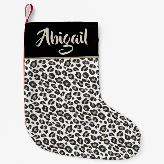 Trendy Tan Leopard Print - Personalisiert Kleiner Weihnachtsstrumpf (Vorderseite)