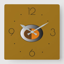 Trendy Tan with Silver centre> Kitchen Clocks Quadratische Wanduhr