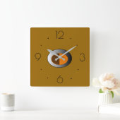 Trendy Tan with Silver centre> Kitchen Clocks Quadratische Wanduhr (Zuhause)