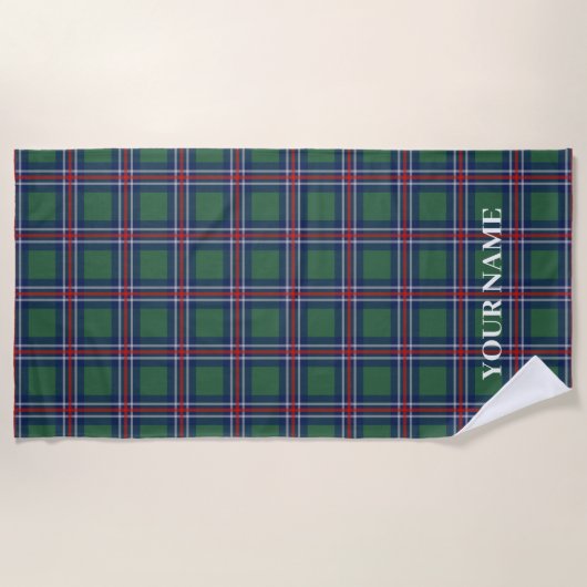 Trendy tartan plaid pattern personalized strandtuch (Vorderseite)
