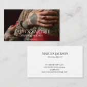 Trendy Tattoo Artist Foto Weiße Typografie Visitenkarte (Vorne/Hinten)