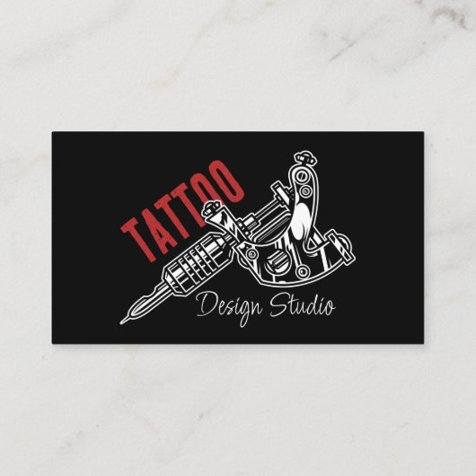 Trendy Tattoo Artist Studio Black and Red QR Code Visitenkarte (Rückseite)