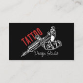 Trendy Tattoo Artist Studio Black and Red Visitenkarte (Rückseite)