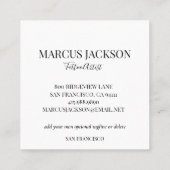 Trendy Tattoo Artist White Typografy Foto Quadratische Visitenkarte (Rückseite)