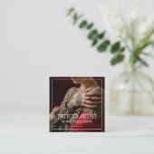 Trendy Tattoo Artist White Typografy Foto Quadratische Visitenkarte (Stehend Vorderseite)