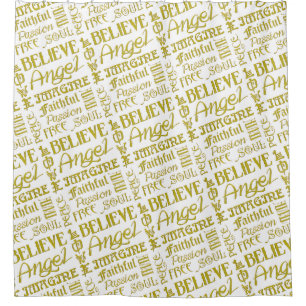 Trendy Tattoo Words / Schriftartes - Gold Duschvorhang