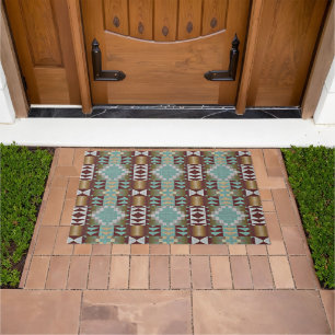Trendy Taupe Beige Brown Aqua Fußmatte