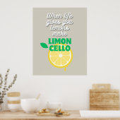 Trendy Taupe Italian Lemon Limoncello Küche Bar Poster (Küche)