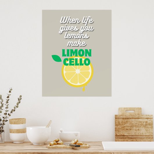 Trendy Taupe Italian Lemon Limoncello Küche Bar Poster (Küche)