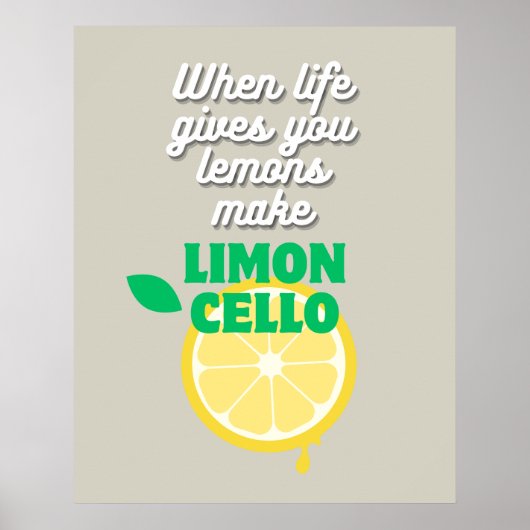 Trendy Taupe Italian Lemon Limoncello Küche Bar Poster (Vorne)