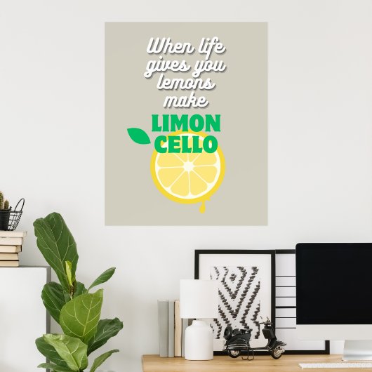 Trendy Taupe Italian Lemon Limoncello Küche Bar Poster (Heimbüro)