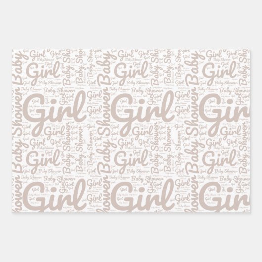 Trendy Taupe Script Typografie Boho Baby Shower Geschenkpapier Set (Vorderseite)