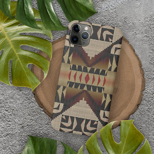 Trendy Taupe Tan Beige Braun Rotes Schwarz Mosaik- iPhone 16 Pro Max Hülle