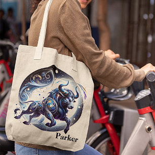 Trendy Taurus Watercolor Zodiac Design Tragetasche