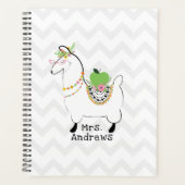 Trendy Teacher Green Apple Llama Floral Planer (Vorderseite)