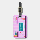 Trendy Teacher Lila Stripes Gepäckanhänger (Vorderseite vertikal)