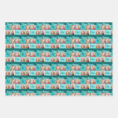 Trendy Teal Birthday Party Custom Photo Collage Geschenkpapier Set (Vorderseite 2)