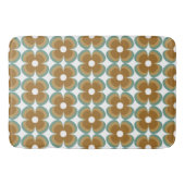 Trendy Teal Caramel Retro Groovy Flowers Seamless Badematte (Vorderseite)