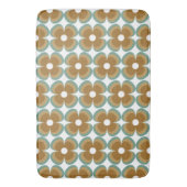 Trendy Teal Caramel Retro Groovy Flowers Seamless Badematte (Vorderseite Vertikal)