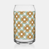 Trendy Teal Caramel Retro Groovy Flowers Seamless Dosenglas (Vorderseite)