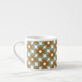Trendy Teal Caramel Retro Groovy Flowers Seamless  Espressotasse