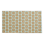 Trendy Teal Caramel Retro Groovy Flowers Seamless Kissenbezug (Rückseite-Links)