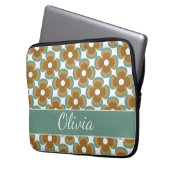 Trendy Teal Caramel Retro Groovy Flowers Seamless Laptopschutzhülle (Vorderseite Links)